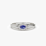 14k Marquise Sapphire Ring in Halo Setting - GeumJewels