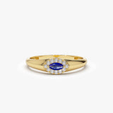 14k Marquise Sapphire Ring in Halo Setting - GeumJewels
