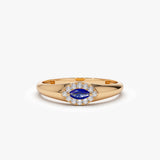 14k Marquise Sapphire Ring in Halo Setting - GeumJewels