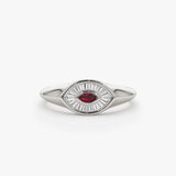14k Marquise Shaped Ruby and Baguette Diamond Ring - GeumJewels