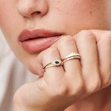 14k Marquise Shaped Sapphire and Baguette Diamond Ring - GeumJewels