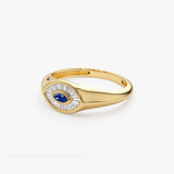 14k Marquise Shaped Sapphire and Baguette Diamond Ring - GeumJewels