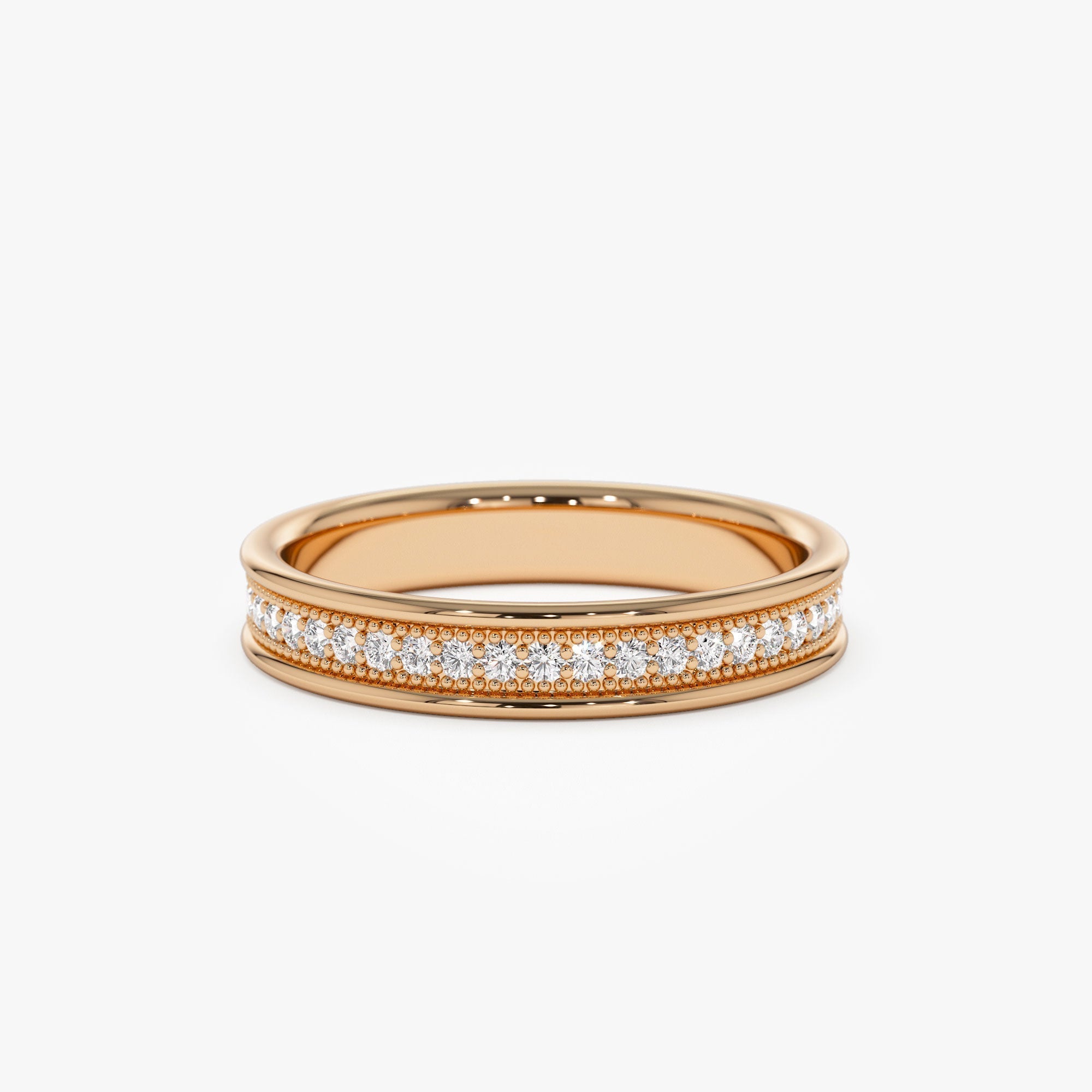 14k Milgran Full Eternity Diamond Ring - GeumJewels