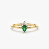 14k Mini Emerald and Diamond Ring - GeumJewels