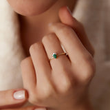 14k Mini Emerald and Diamond Ring - GeumJewels