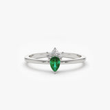 14k Mini Emerald and Diamond Ring - GeumJewels