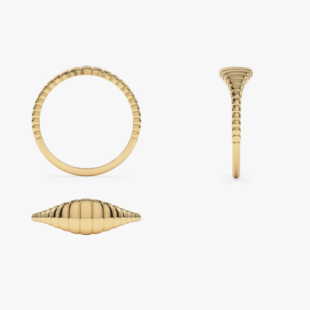 14k Minimalist Wave Signet Ring - GeumJewels