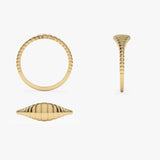 14k Minimalist Wave Signet Ring - GeumJewels