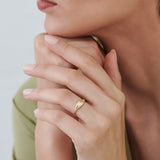 14k Minimalist Wave Signet Ring - GeumJewels