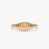 14k Minimalist Wave Signet Ring - GeumJewels