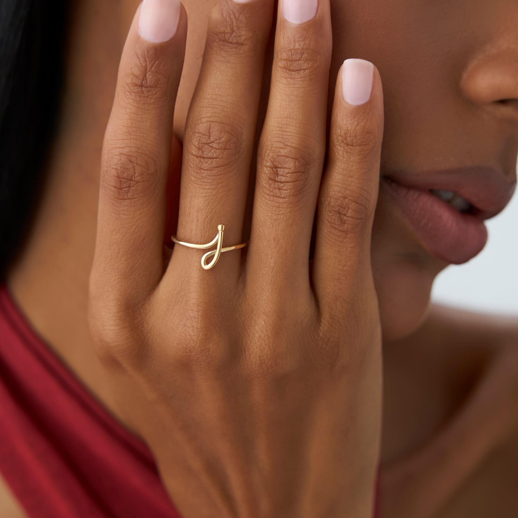 14K Minimalist Wire Letter Ring - GeumJewels