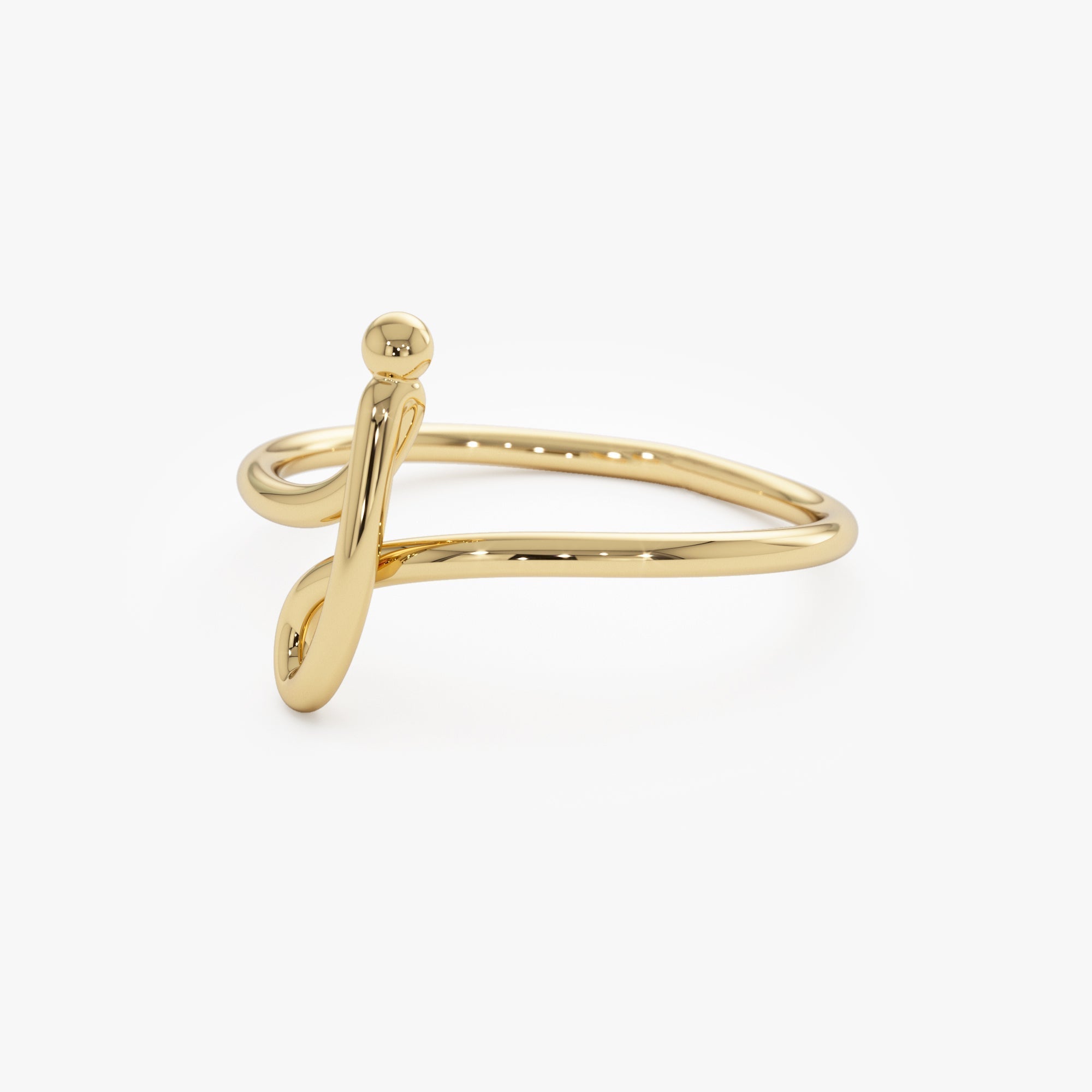 14K Minimalist Wire Letter Ring - GeumJewels