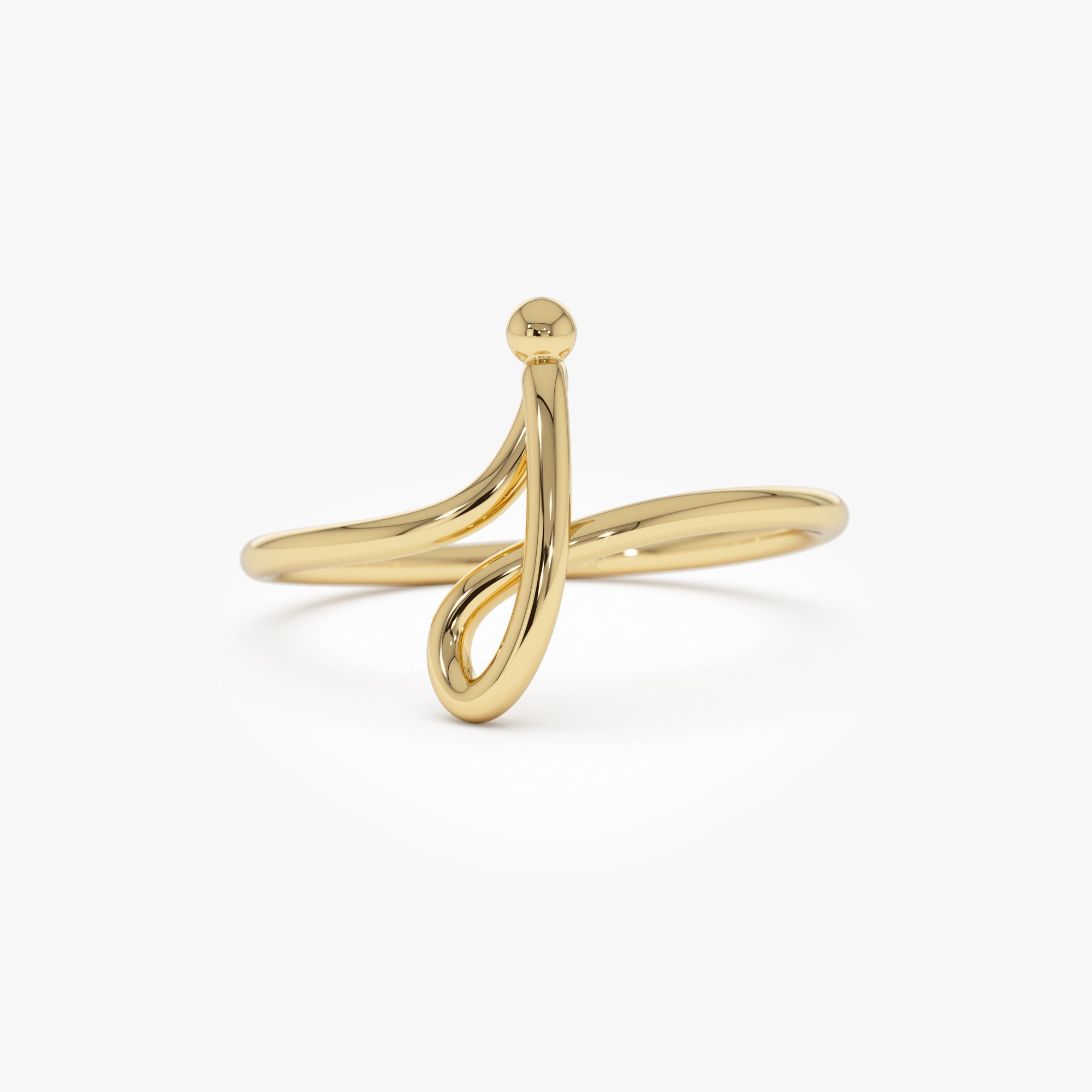14K Minimalist Wire Letter Ring - GeumJewels