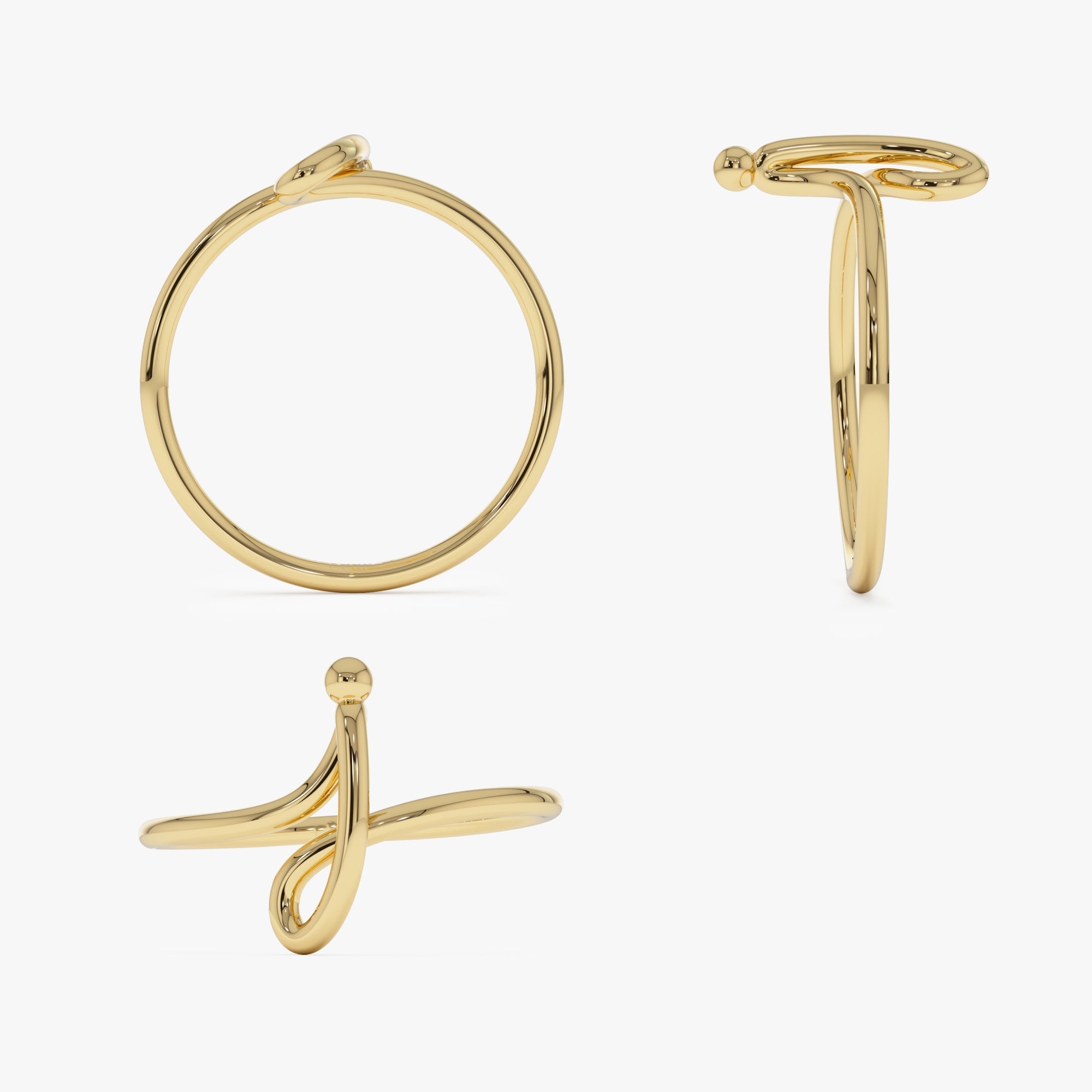 14K Minimalist Wire Letter Ring - GeumJewels