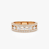 14K Multi-Band Marquise and Round Diamond Ring - GeumJewels