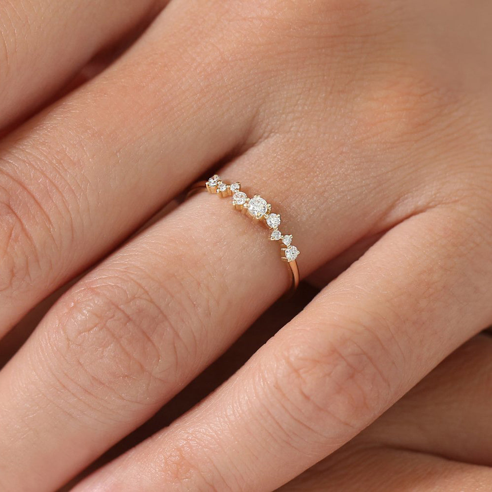 14k Multistone Diamond Cluster Ring - GeumJewels