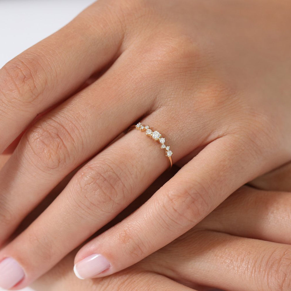 14k Multistone Diamond Cluster Ring - GeumJewels