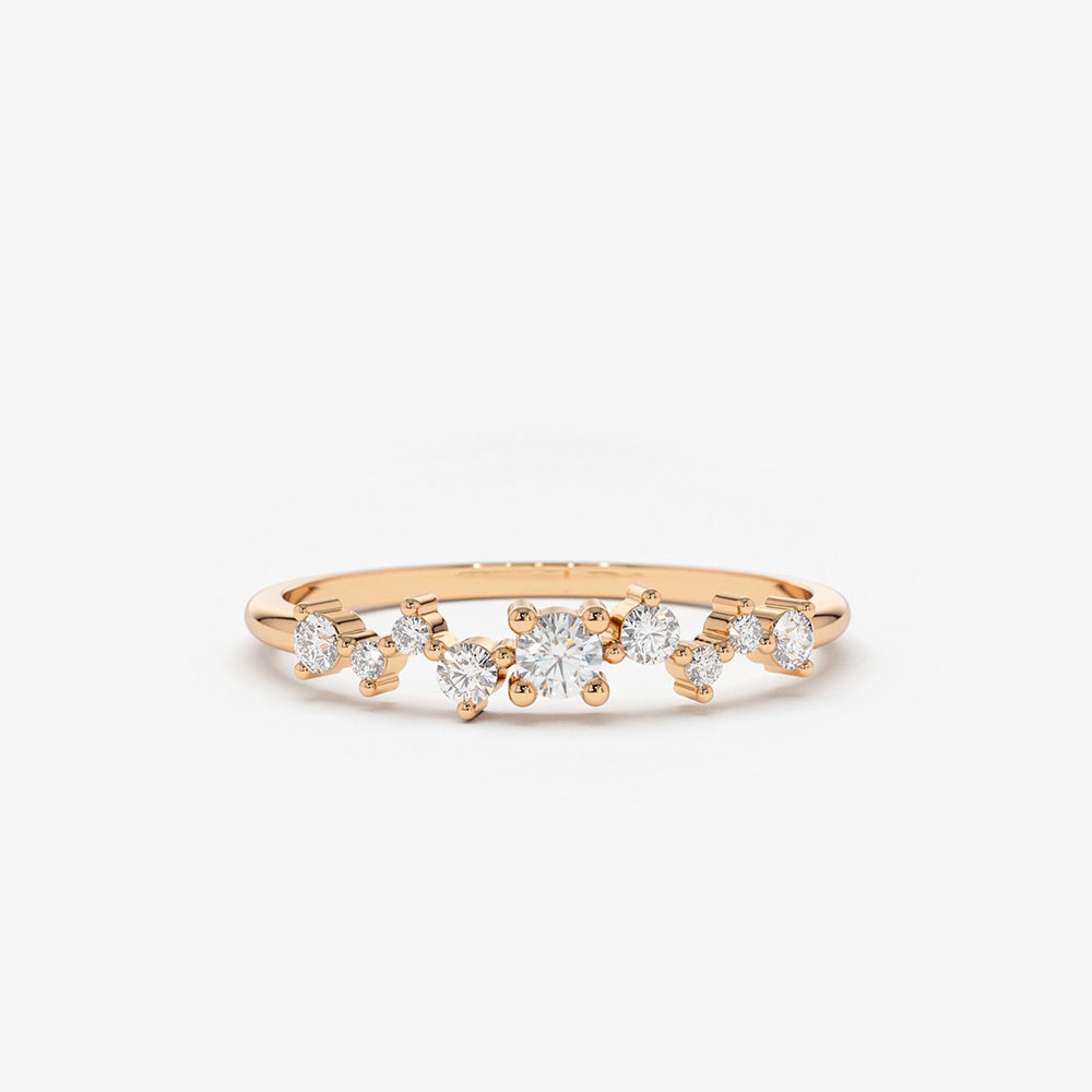 14k Multistone Diamond Cluster Ring - GeumJewels