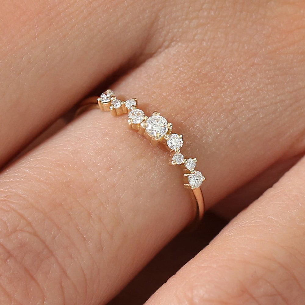 14k Multistone Diamond Cluster Ring - GeumJewels