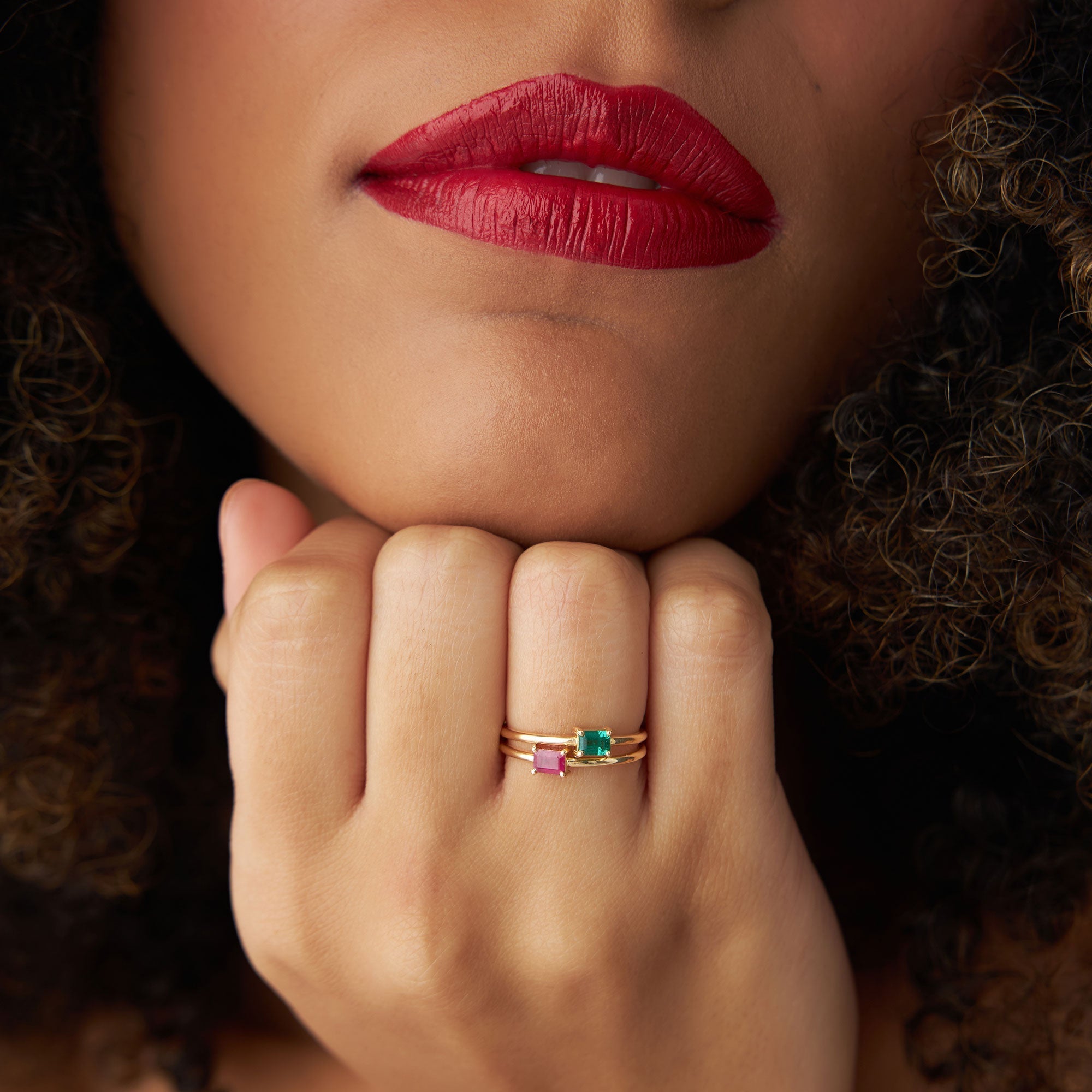 14k Octagon Cut Emerald Ring - GeumJewels