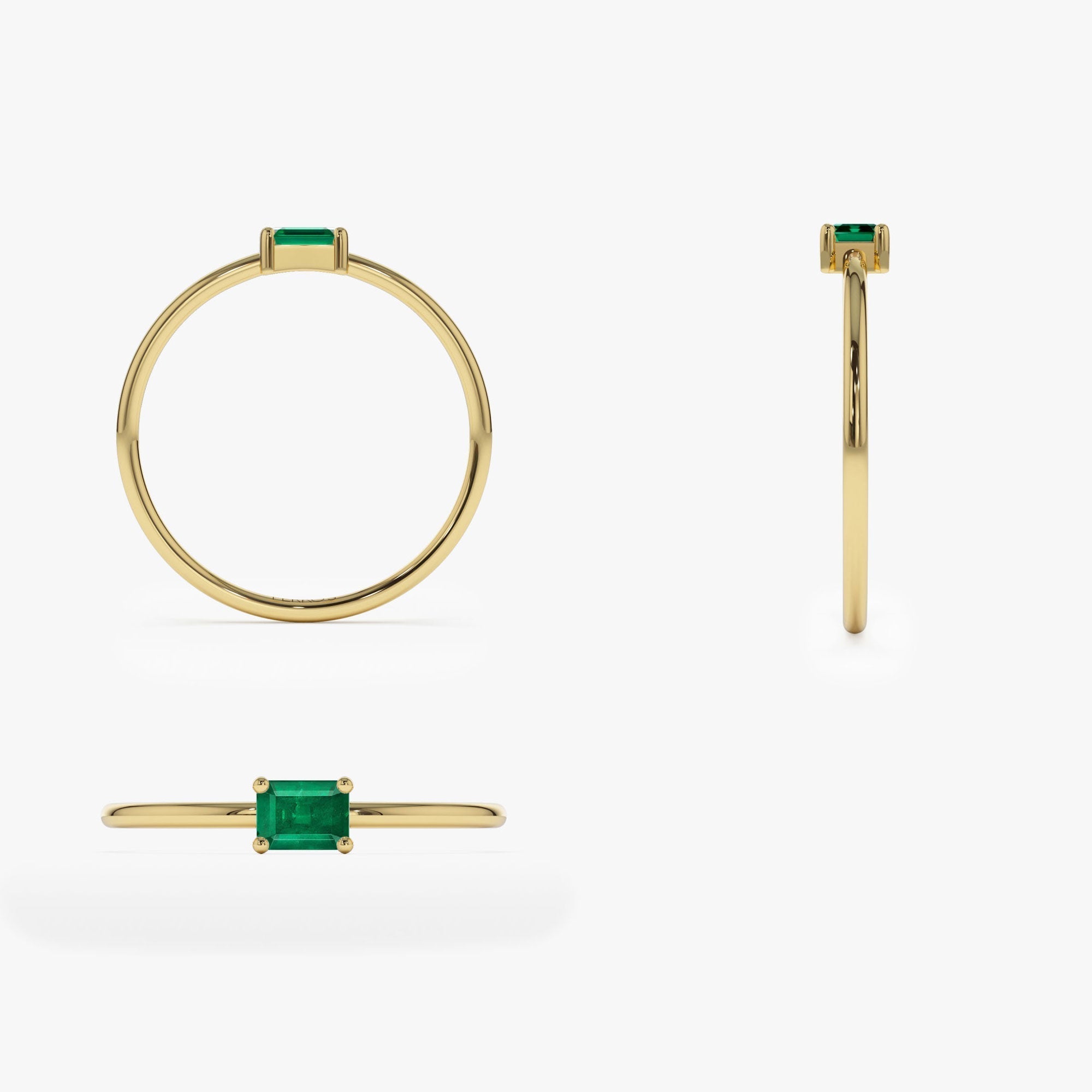 14k Octagon Cut Emerald Ring - GeumJewels