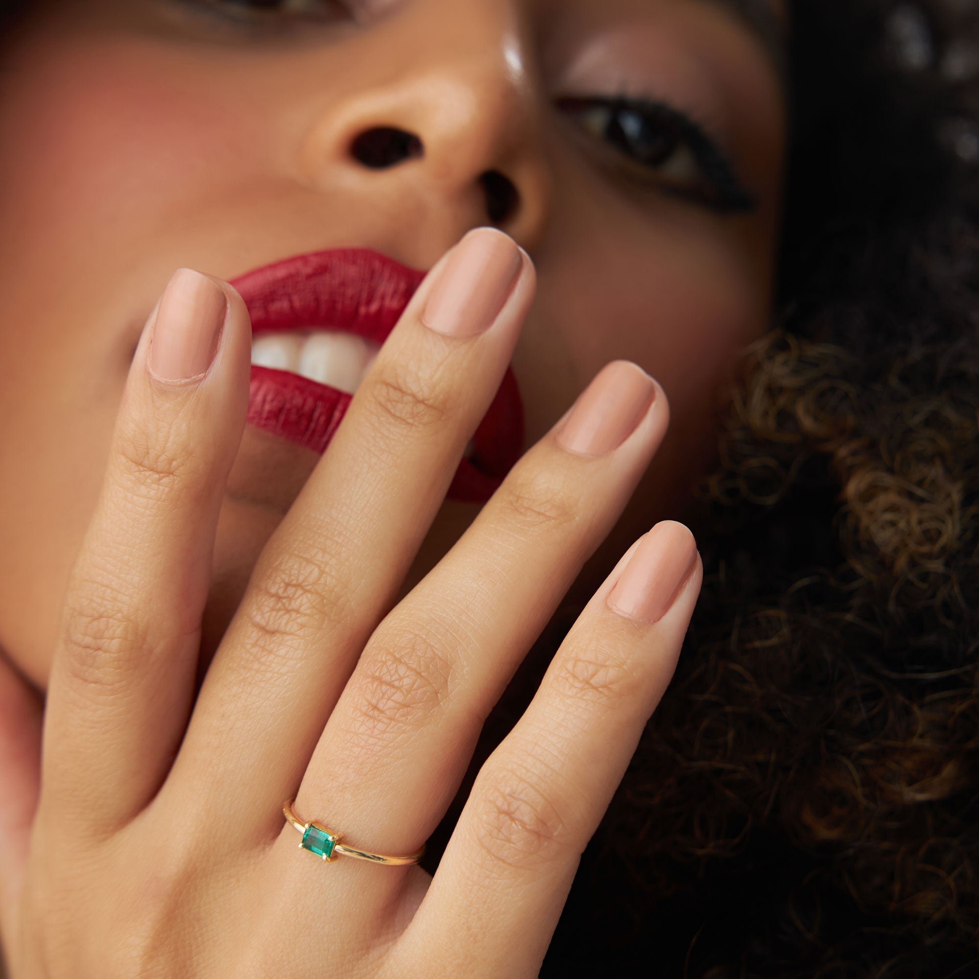 14k Octagon Cut Emerald Ring - GeumJewels