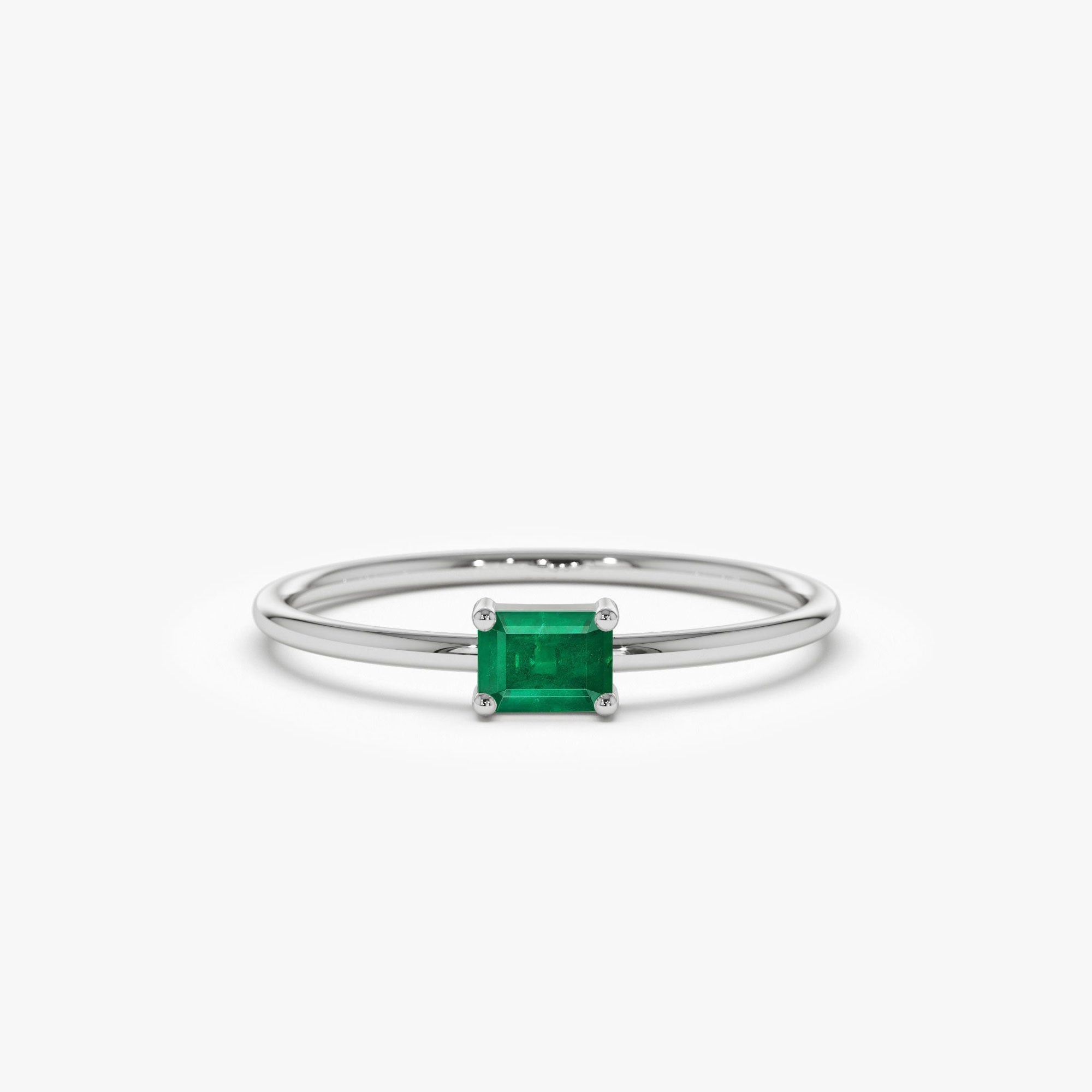 14k Octagon Cut Emerald Ring - GeumJewels