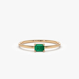 14k Octagon Cut Emerald Ring - GeumJewels