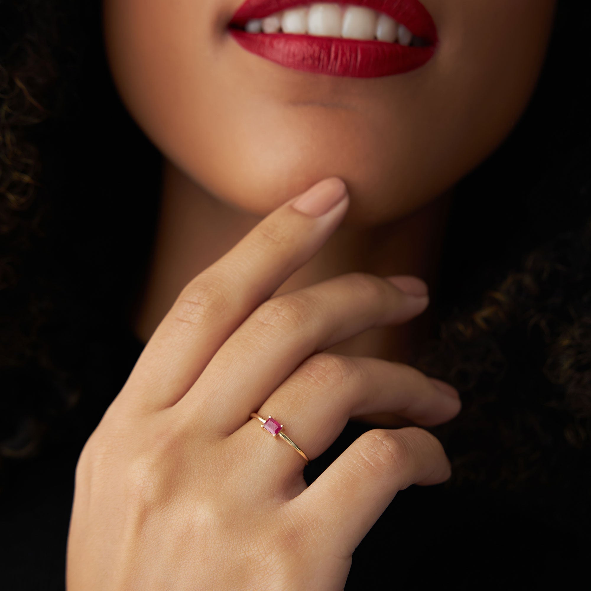 14k Octagon Cut Ruby Ring - GeumJewels