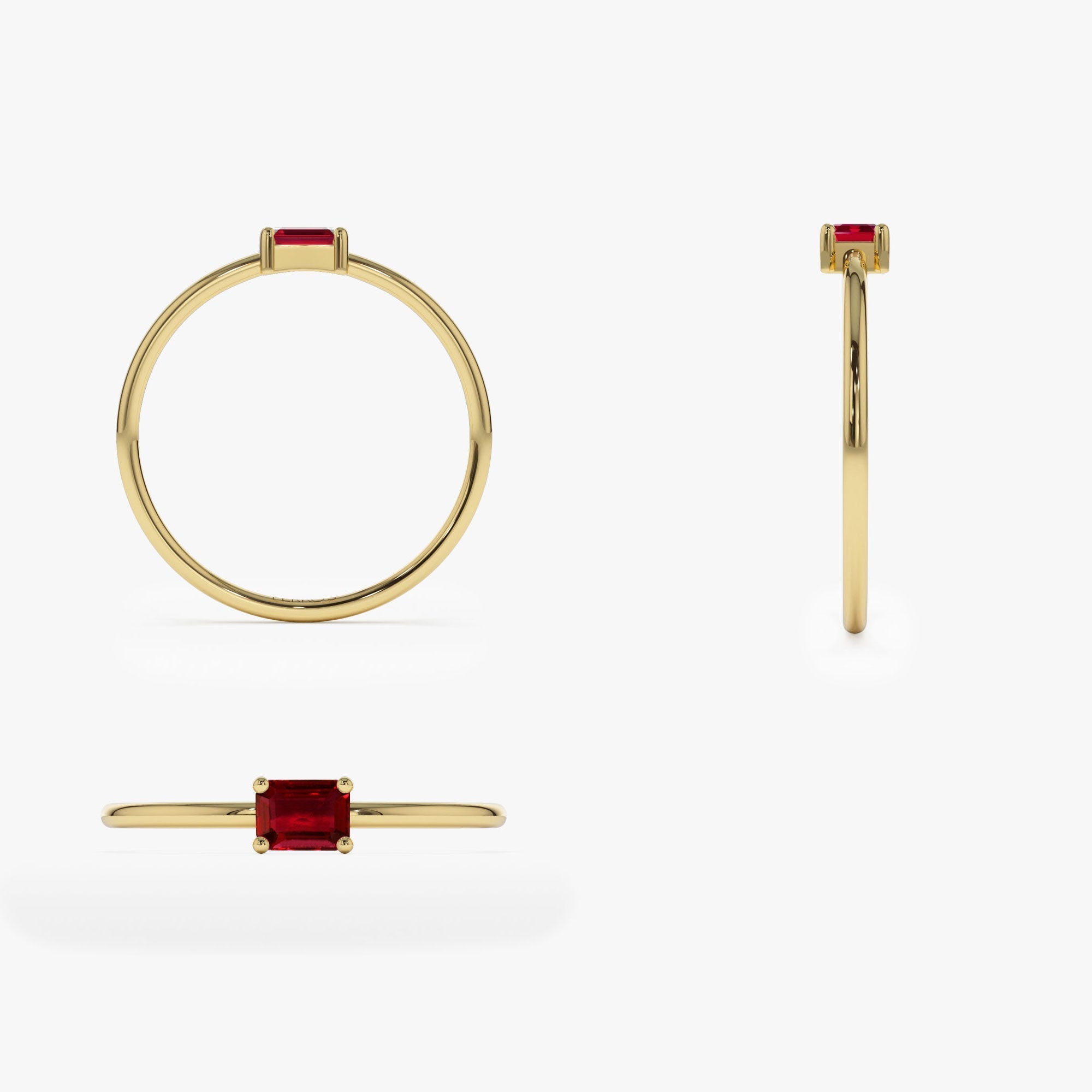 14k Octagon Cut Ruby Ring - GeumJewels