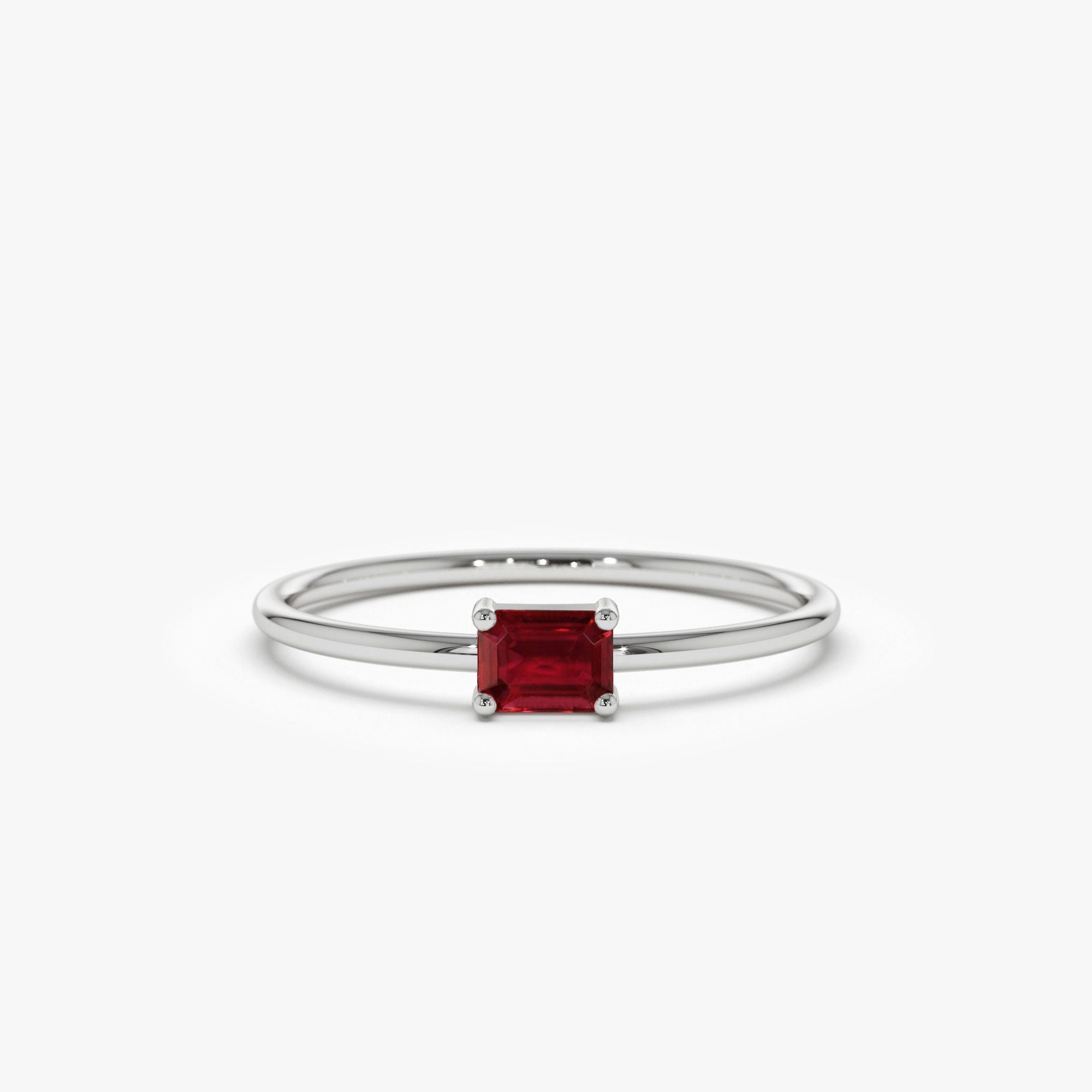 14k Octagon Cut Ruby Ring - GeumJewels