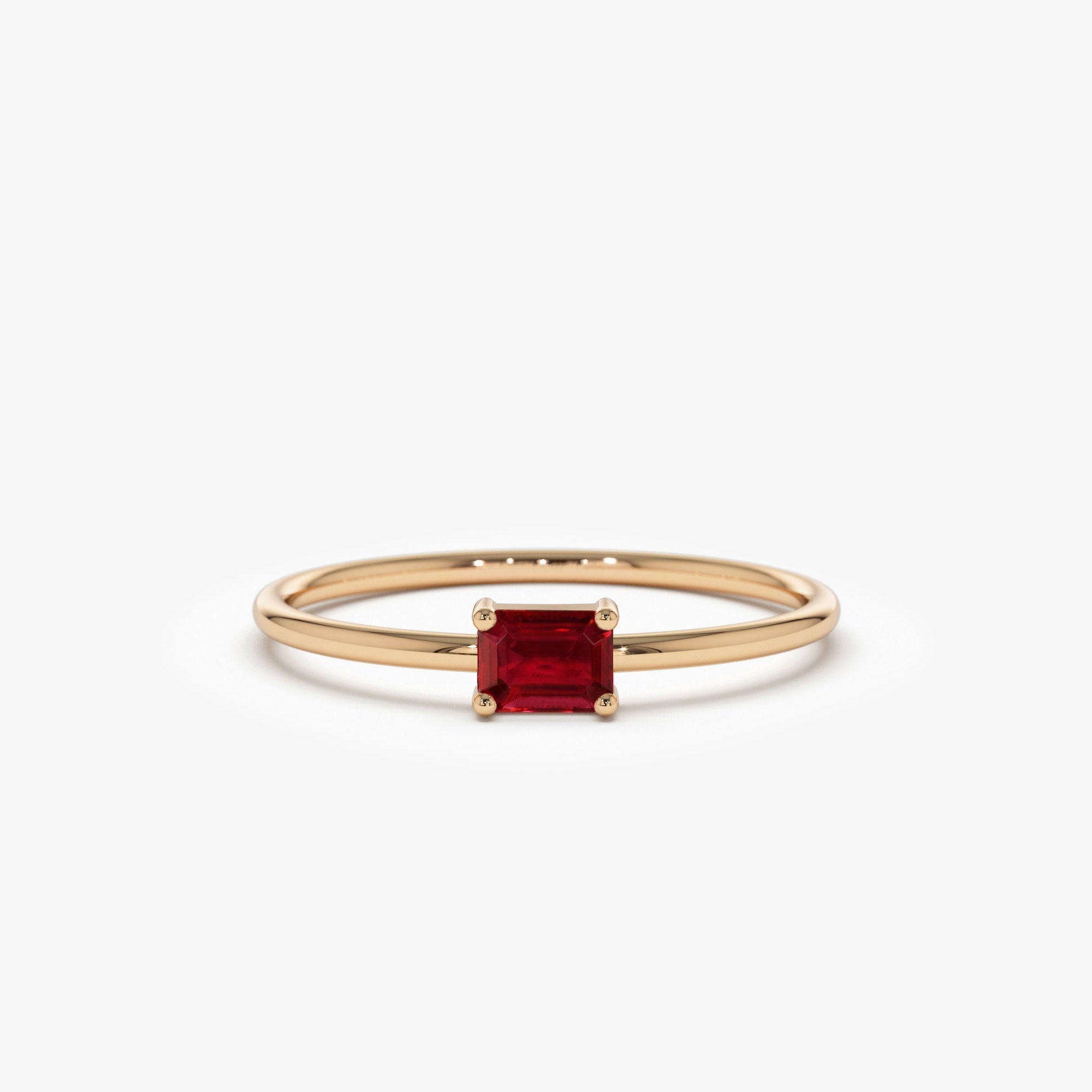 14k Octagon Cut Ruby Ring - GeumJewels