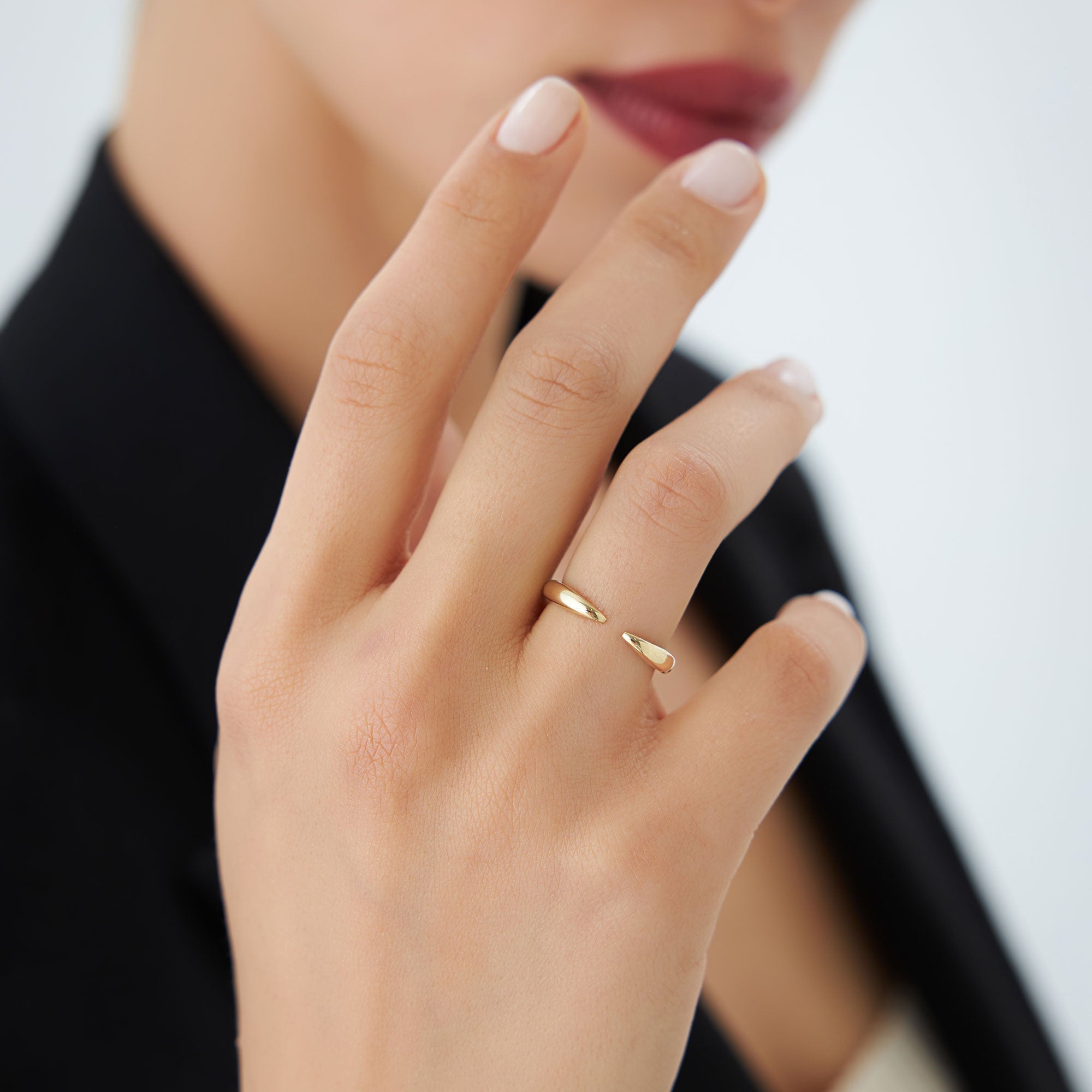 14K Open Claw Cuff Ring For Women - GeumJewels