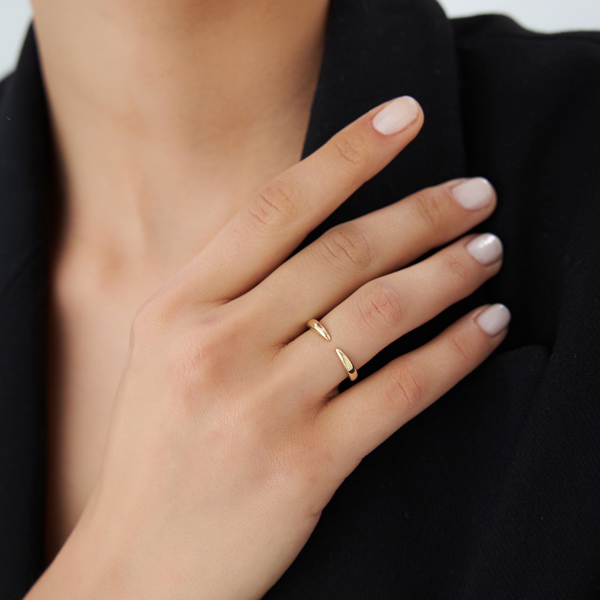 14K Open Claw Cuff Ring For Women - GeumJewels