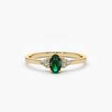 14K Oval Emerald and Diamond Ring - GeumJewels