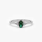 14K Oval Emerald and Diamond Ring - GeumJewels