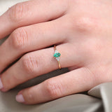 14K Oval Emerald and Diamond Ring - GeumJewels