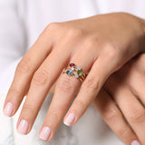 14k Oval Shape Bezel Setting Ruby and Diamond Ring - GeumJewels
