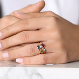 14k Oval Shape Bezel Setting Ruby and Diamond Ring - GeumJewels