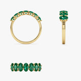 14k Oval Shaped Basket Setting Emerald Ring - GeumJewels