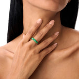 14k Oval Shaped Basket Setting Emerald Ring - GeumJewels