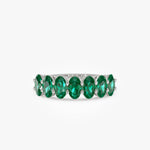 14k Oval Shaped Basket Setting Emerald Ring - GeumJewels