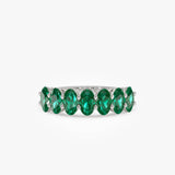 14k Oval Shaped Basket Setting Emerald Ring - GeumJewels