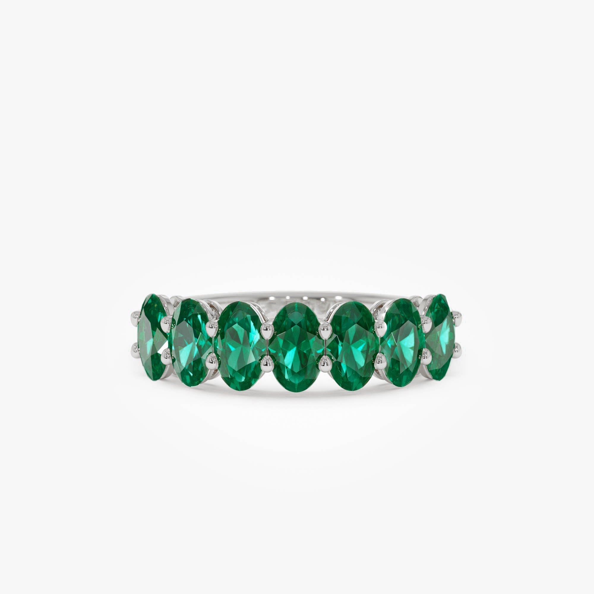 14k Oval Shaped Basket Setting Emerald Ring - GeumJewels