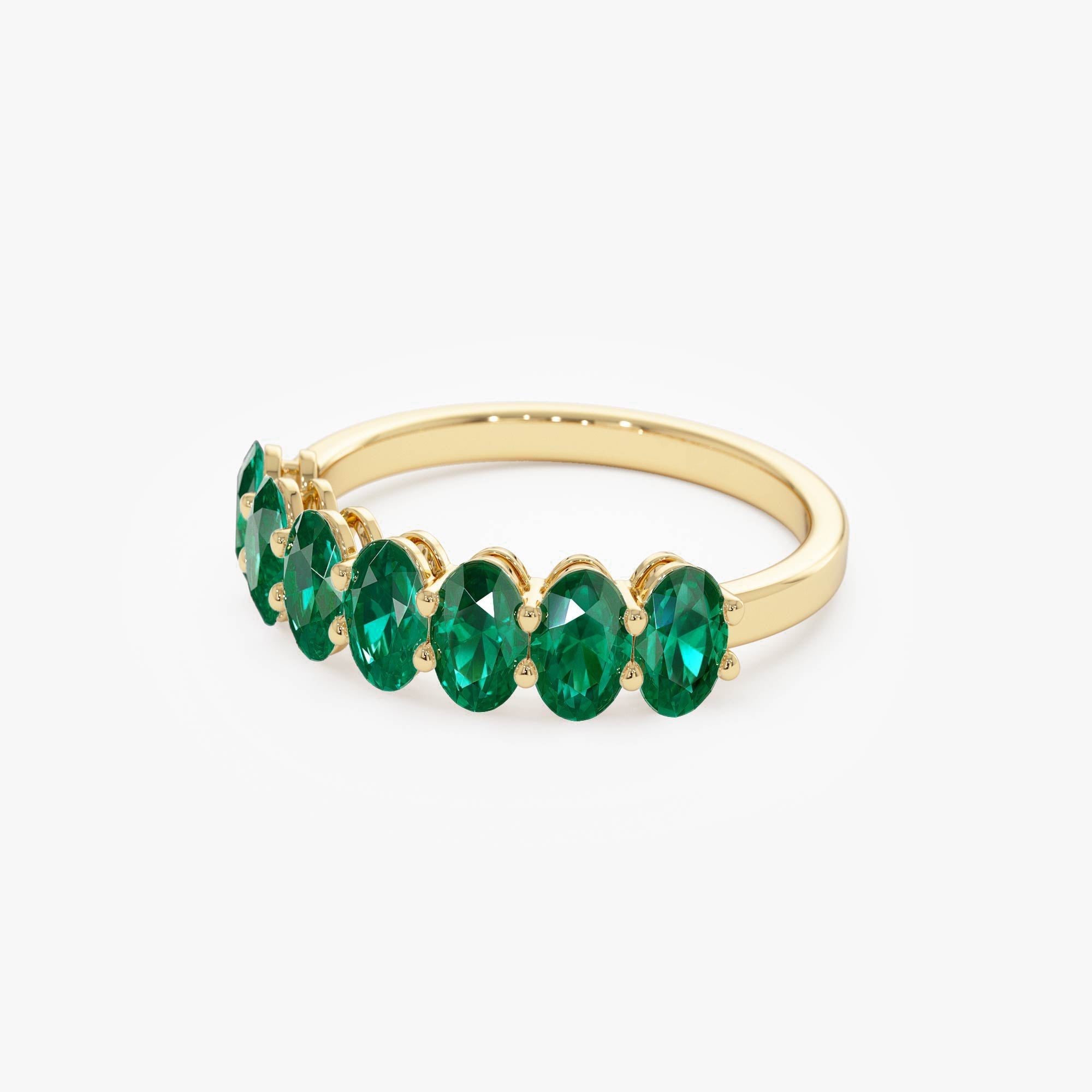 14k Oval Shaped Basket Setting Emerald Ring - GeumJewels