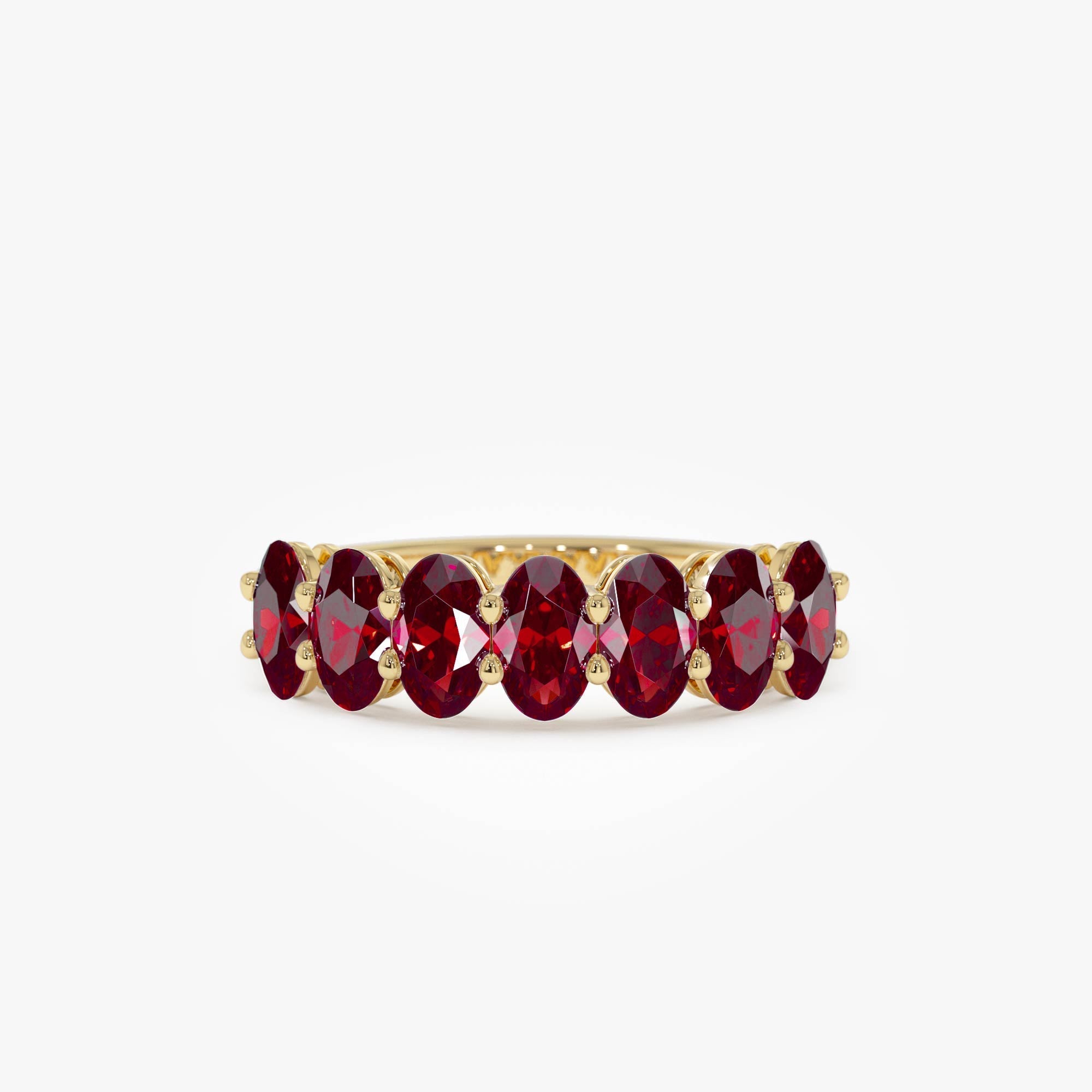 14k Oval Shaped Basket Setting Ruby Ring - GeumJewels