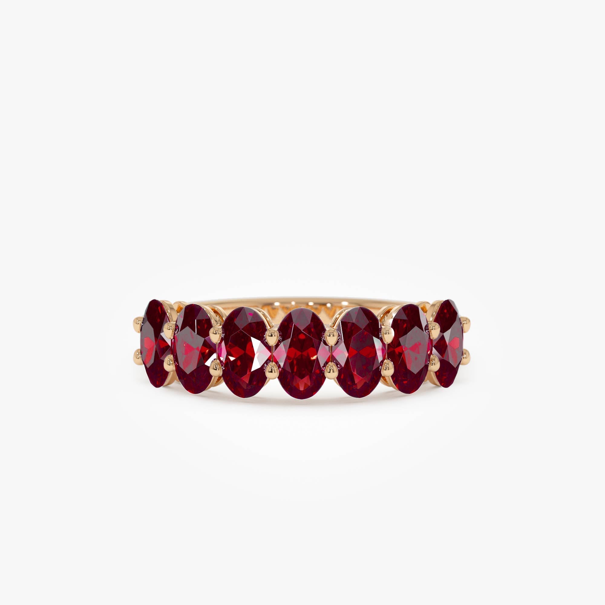 14k Oval Shaped Basket Setting Ruby Ring - GeumJewels