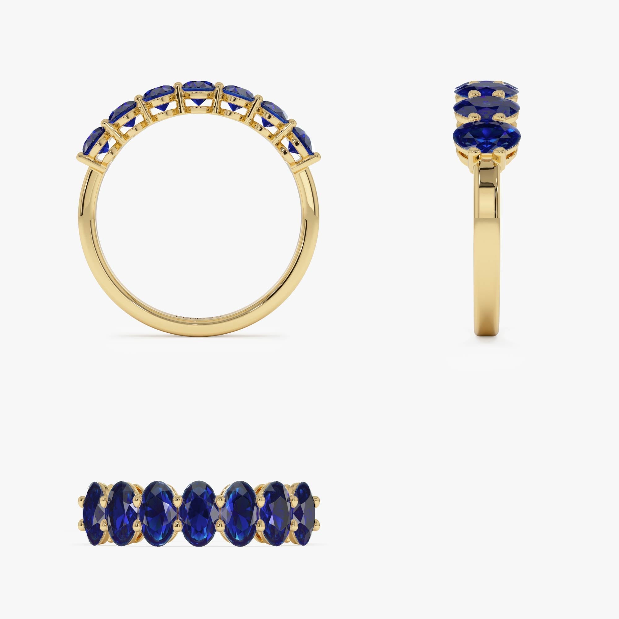 14k Oval Shaped Basket Setting Sapphire Ring - GeumJewels