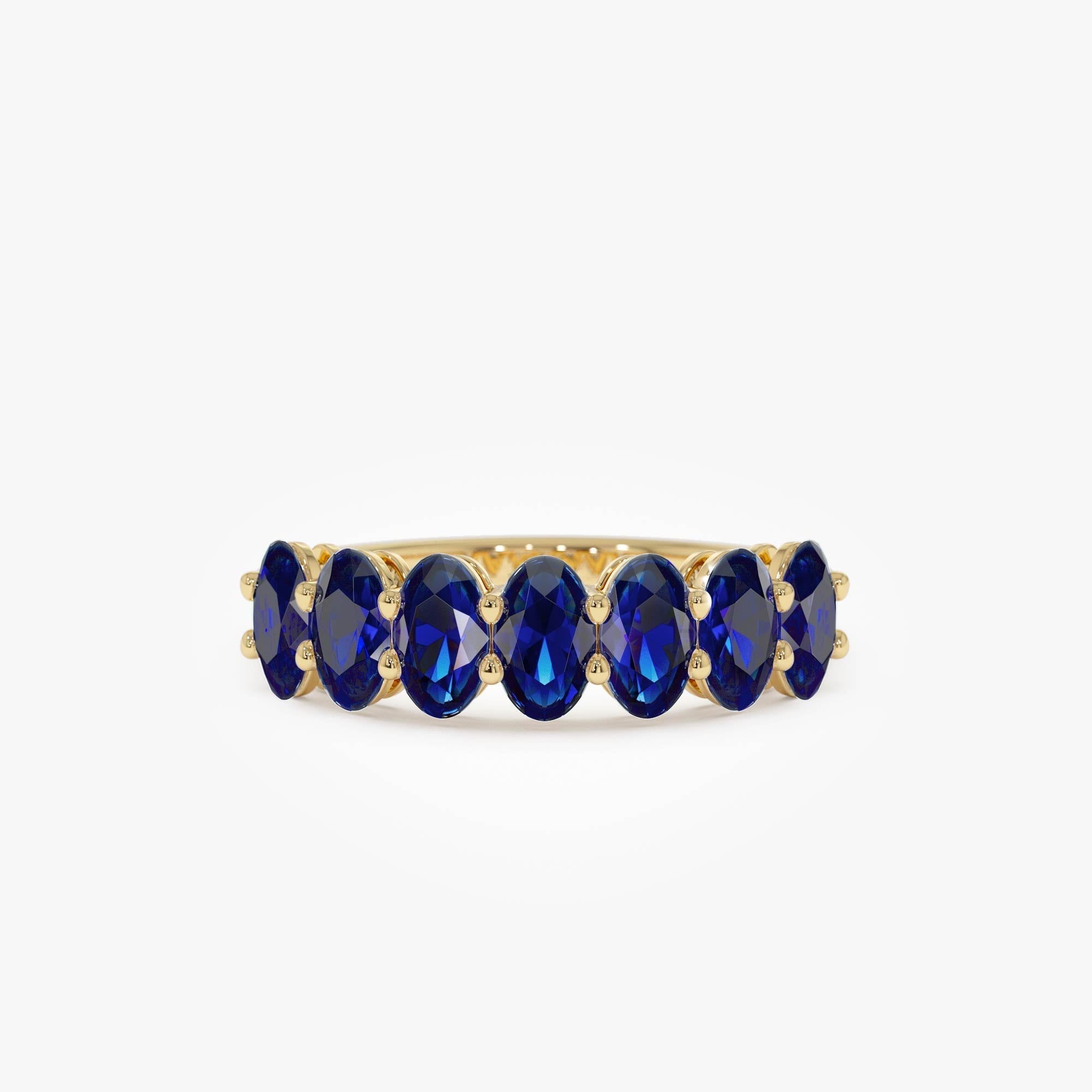 14k Oval Shaped Basket Setting Sapphire Ring - GeumJewels