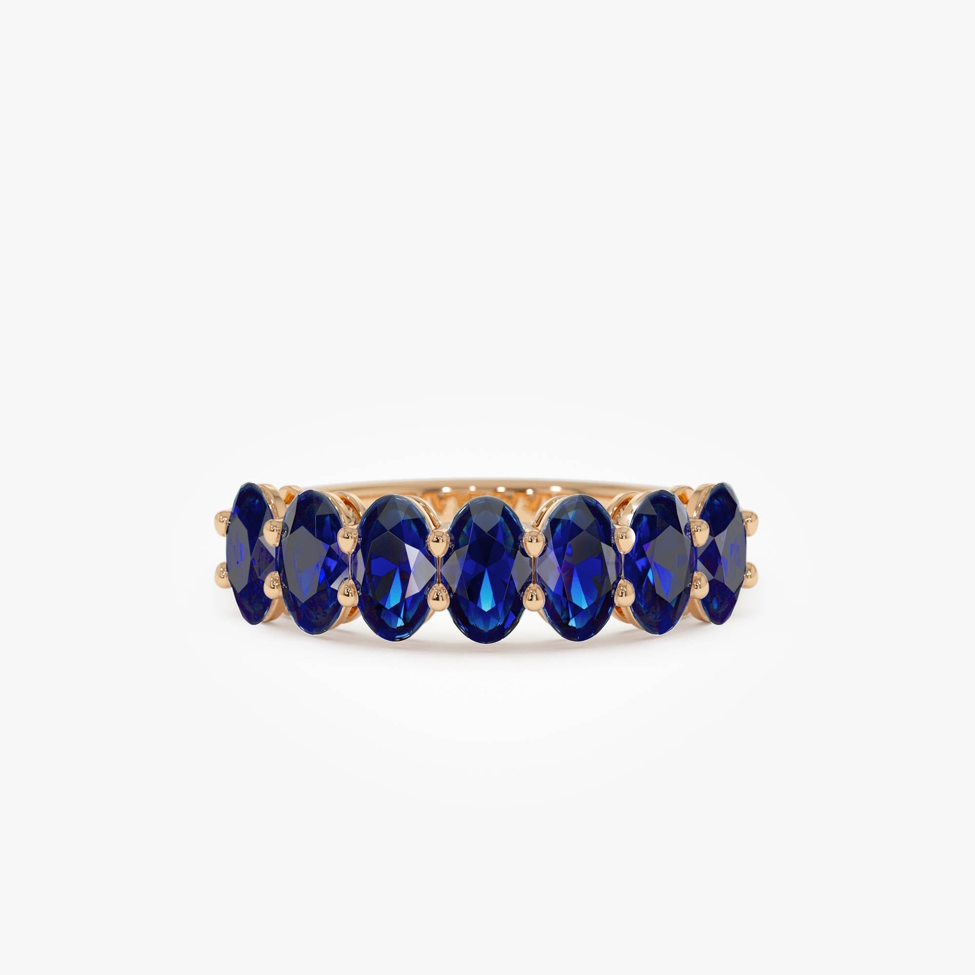 14k Oval Shaped Basket Setting Sapphire Ring - GeumJewels